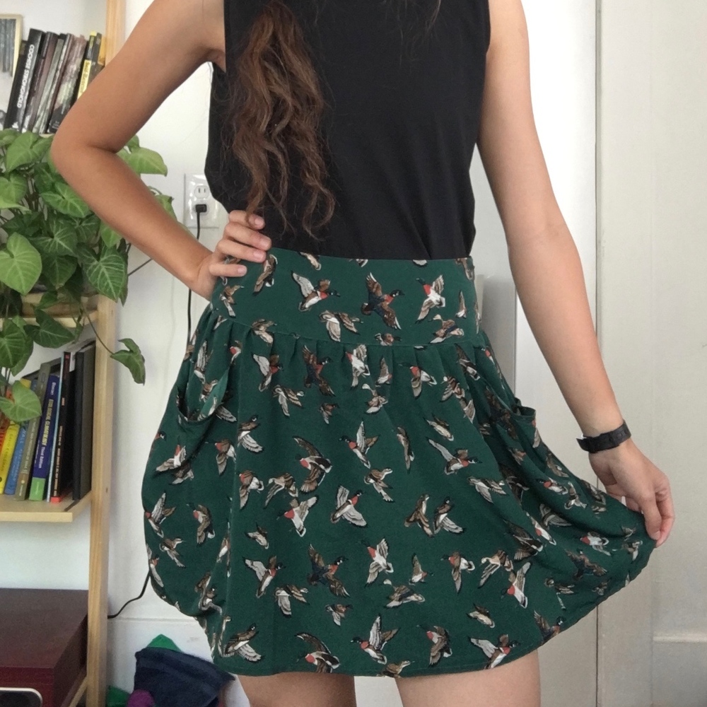Mallard/duck print circle mini skirt